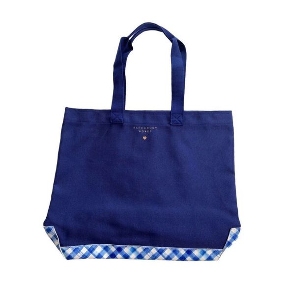 Bath and Body Works Gingham Navy Large Tote Bag - Picture 1 of 8